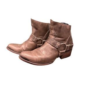 Freebird Santiago Leather Harness Ankle Boots Stone Gray Women’s size 12